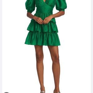 Wayf Voile Tiered Minidress - Pine Green - Medium